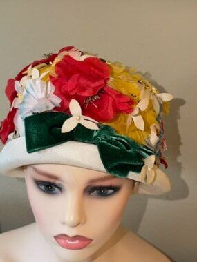 Vintage 1960 Frank Olive Handmade Flowered Hat
